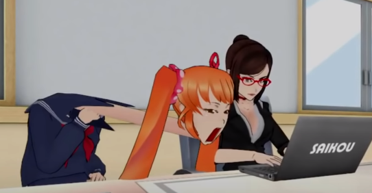 Osana staring at the pc Blank Meme Template