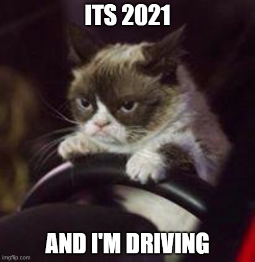 Grumpy Cat Car | ITS 2021; AND I'M DRIVING | image tagged in grumpy cat car | made w/ Imgflip meme maker