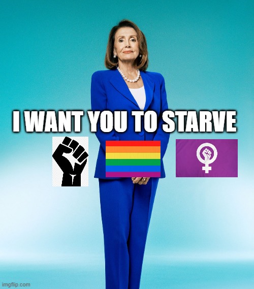 pelosi | I WANT YOU TO STARVE | image tagged in pelosi | made w/ Imgflip meme maker
