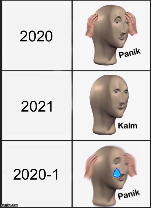 Panik Kalm Panik Meme | 2020; 2021; 2020-1 | image tagged in memes,panik kalm panik | made w/ Imgflip meme maker