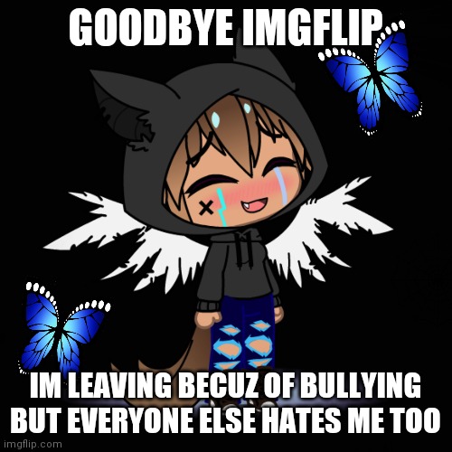 Plz accept this image | GOODBYE IMGFLIP; IM LEAVING BECUZ OF BULLYING BUT EVERYONE ELSE HATES ME TOO | image tagged in goodbye,forever | made w/ Imgflip meme maker
