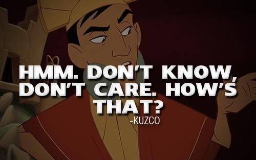 Kuzco Don’t know don’t care Blank Meme Template