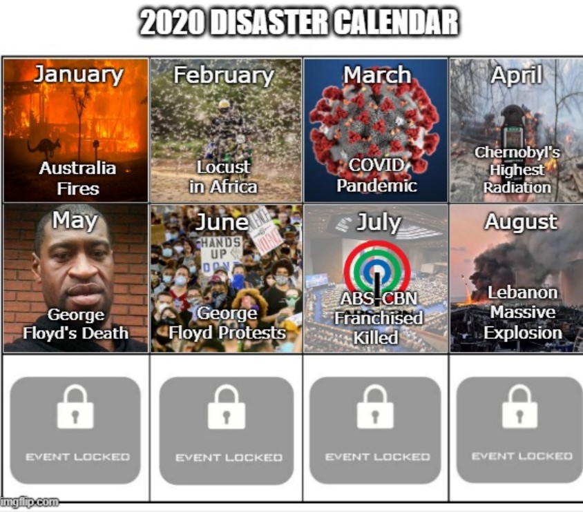 2020 Disaster Calendar Blank Meme Template