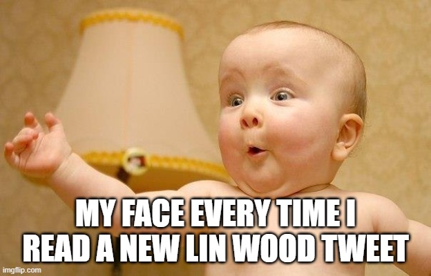 #LinWood | MY FACE EVERY TIME I READ A NEW LIN WOOD TWEET | image tagged in imgflip humor | made w/ Imgflip meme maker
