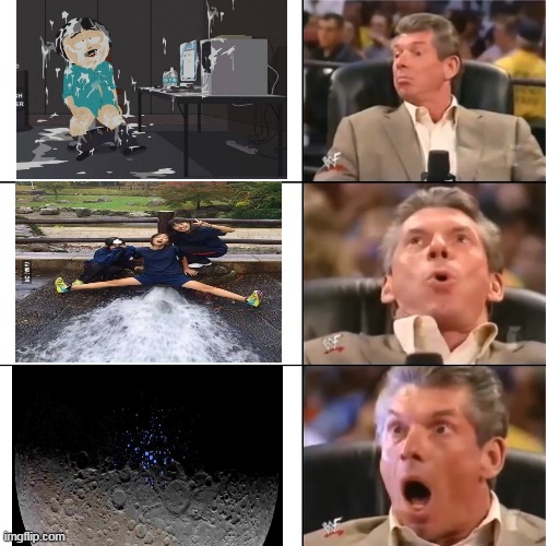 Vince Mcmahon's levels of excitement | image tagged in orgasming judger,vince mcmahon,moon,craters,orgasm,moist | made w/ Imgflip meme maker