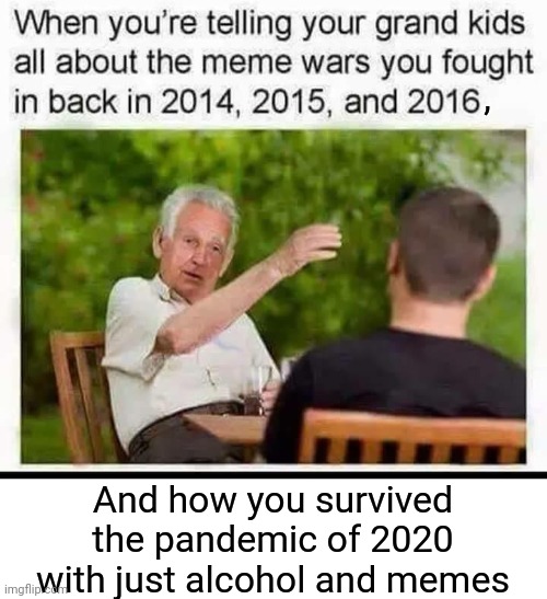 , And how you survived the pandemic of 2020 with just alcohol and memes | made w/ Imgflip meme maker