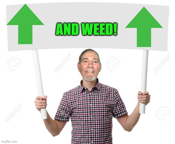 sign | AND WEED! | image tagged in sign | made w/ Imgflip meme maker