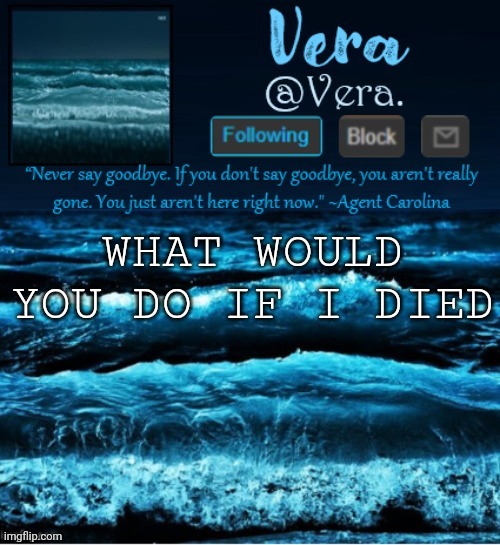 a n n o u n c e r e v i s e d | WHAT WOULD YOU DO IF I DIED | image tagged in a n n o u n c e r e v i s e d | made w/ Imgflip meme maker