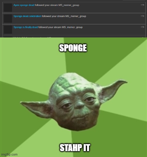 SPONGE; STAHP IT | image tagged in memes,advice yoda | made w/ Imgflip meme maker