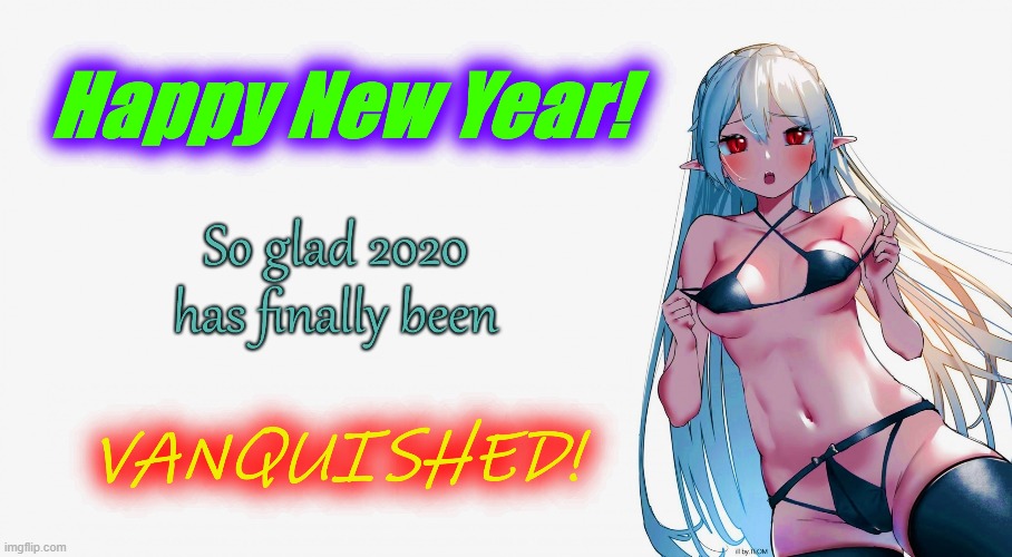 HAPPY NEW YEAR...glad 2020 has been VANQUISHED! | image tagged in happy new year,anime,sexy woman,2020 sucks | made w/ Imgflip meme maker
