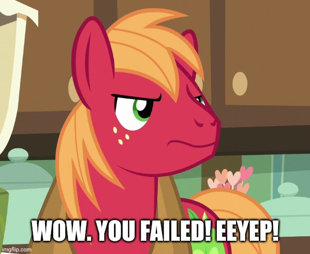 Big Macintosh's Not Displeased (MLP) | WOW. YOU FAILED! EEYEP! | image tagged in big macintosh's not displeased mlp | made w/ Imgflip meme maker