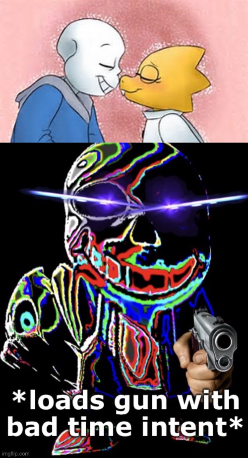.-. | image tagged in sans x alphys,bad time,sans undertale,this is horrible,bleach my eyes,this is not okie dokie | made w/ Imgflip meme maker