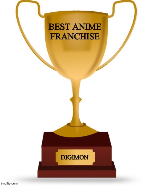 Blank Trophy | BEST ANIME FRANCHISE; DIGIMON | image tagged in blank trophy | made w/ Imgflip meme maker