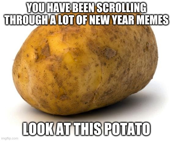 2021 | YOU HAVE BEEN SCROLLING THROUGH A LOT OF NEW YEAR MEMES; LOOK AT THIS POTATO | image tagged in i am a potato | made w/ Imgflip meme maker