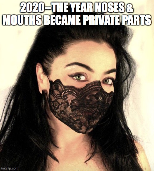 2020--The year noses & mouths became private parts | 2020--THE YEAR NOSES & MOUTHS BECAME PRIVATE PARTS | image tagged in mask,mandatory,covid,private parts,face diaper,2020 | made w/ Imgflip meme maker