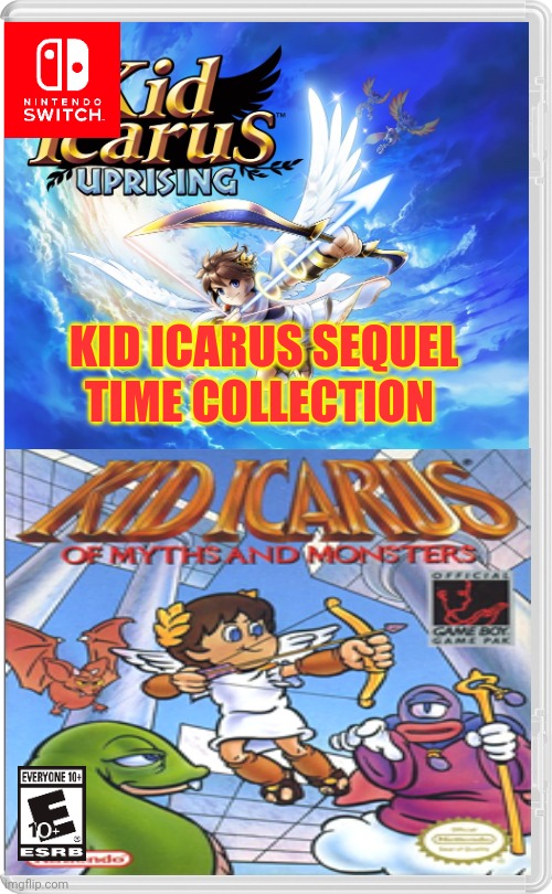 It's gotten to the point where I making these about games I've never played. | KID ICARUS SEQUEL TIME COLLECTION | image tagged in nintendo switch,kid icarus,kid icarus of myths and monsters,kid icarus uprising | made w/ Imgflip meme maker