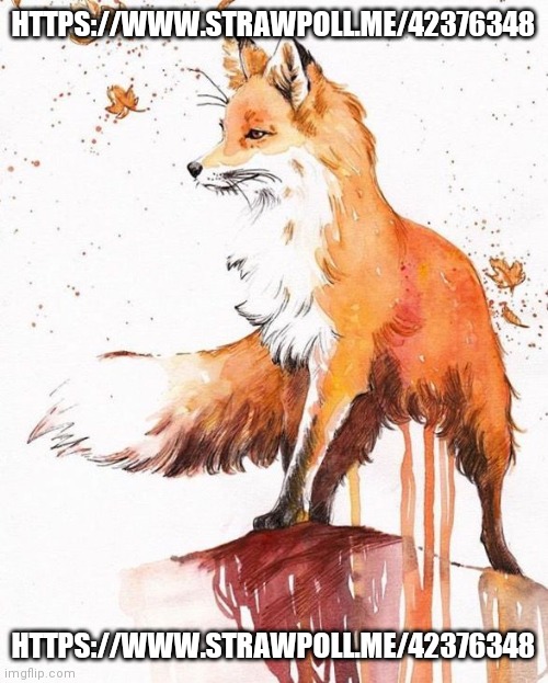 Fox Painting | HTTPS://WWW.STRAWPOLL.ME/42376348; HTTPS://WWW.STRAWPOLL.ME/42376348 | image tagged in fox painting | made w/ Imgflip meme maker