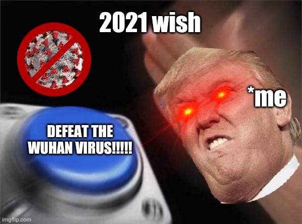 2021 wish; *me; DEFEAT THE WUHAN VIRUS!!!!! | image tagged in coronavirus,covid-19,wuhan,made in china,2021,wishes | made w/ Imgflip meme maker