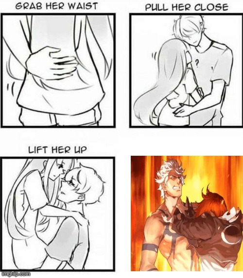 Fiery Hold Hug | image tagged in how to hug | made w/ Imgflip meme maker