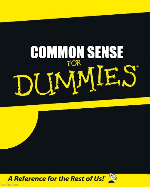 For Dummies | COMMON SENSE | image tagged in for dummies | made w/ Imgflip meme maker