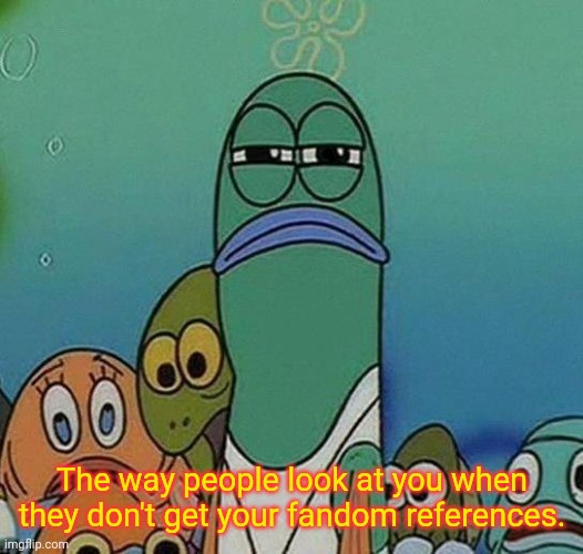 SpongeBob | The way people look at you when they don't get your fandom references. | image tagged in spongebob,memes | made w/ Imgflip meme maker