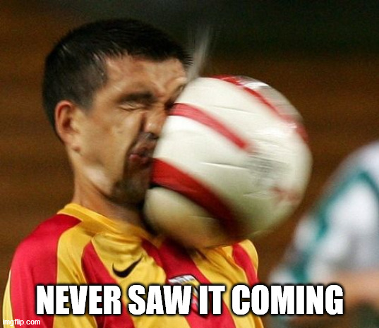 never saw it coming | NEVER SAW IT COMING | image tagged in never saw it coming | made w/ Imgflip meme maker