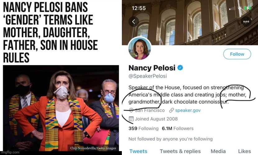 Pelosi hypocrite | image tagged in nancy pelosi,hypocrisy,gender | made w/ Imgflip meme maker