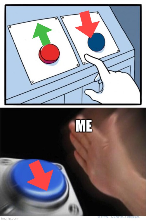 two buttons 1 blue | ME | image tagged in two buttons 1 blue | made w/ Imgflip meme maker