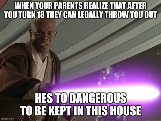 when they realize | WHEN YOUR PARENTS REALIZE THAT AFTER YOU TURN 18 THEY CAN LEGALLY THROW YOU OUT; HES TO DANGEROUS TO BE KEPT IN THIS HOUSE | image tagged in samuel star was | made w/ Imgflip meme maker