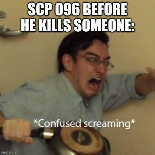 filthy frank confused scream | SCP 096 BEFORE HE KILLS SOMEONE: | image tagged in filthy frank confused scream | made w/ Imgflip meme maker