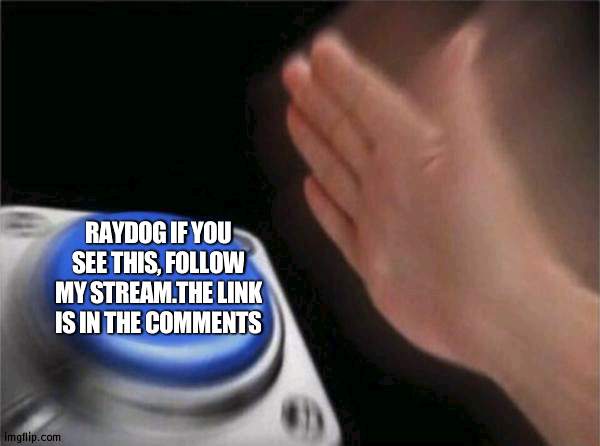 Idk what to title this | RAYDOG IF YOU SEE THIS, FOLLOW MY STREAM.THE LINK IS IN THE COMMENTS | image tagged in memes,blank nut button | made w/ Imgflip meme maker