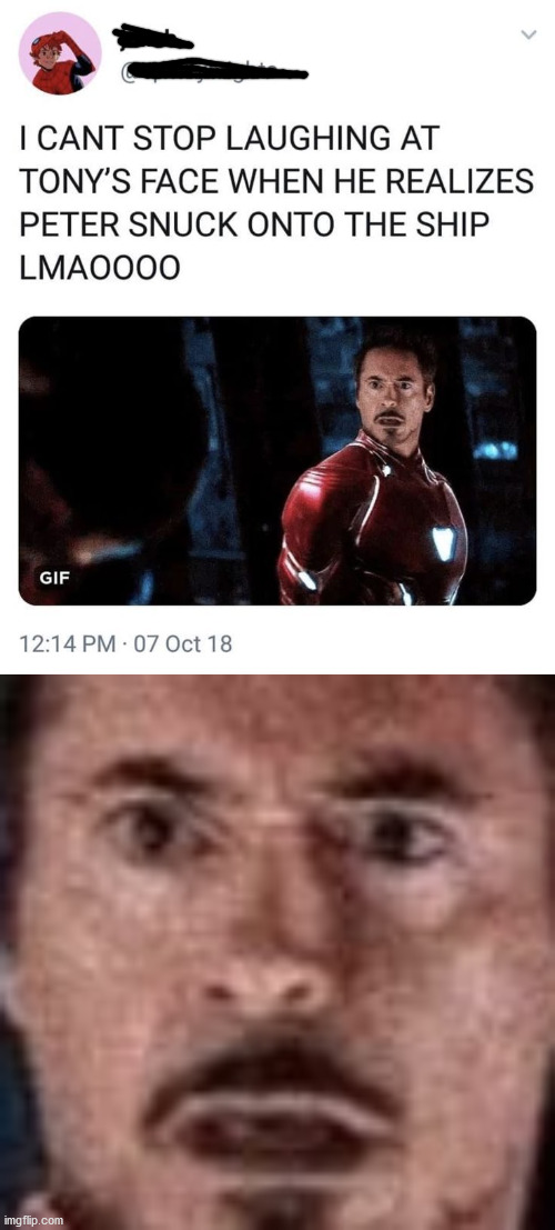 The look of horror | image tagged in iron man,avengers infinity war,spiderman,spiderman peter parker,tony stark | made w/ Imgflip meme maker