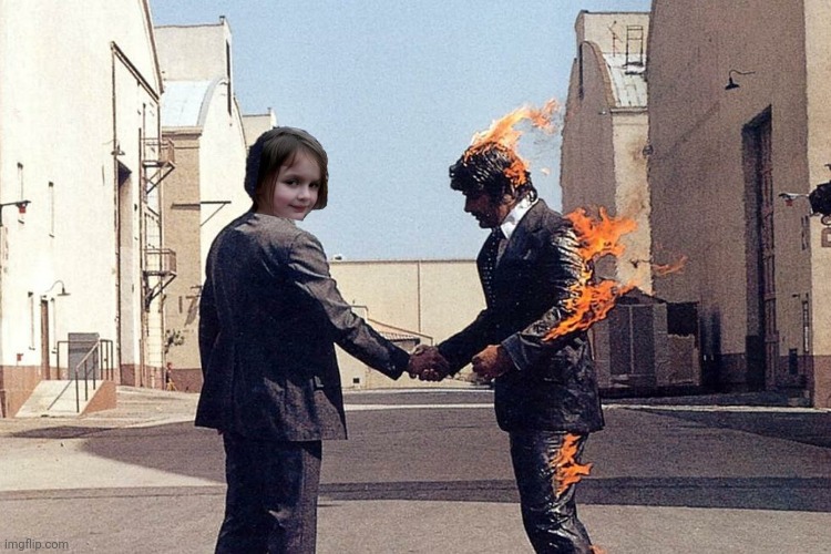 Wish you weren't here | image tagged in pink floyd,firestarter,album,cover,fun | made w/ Imgflip meme maker