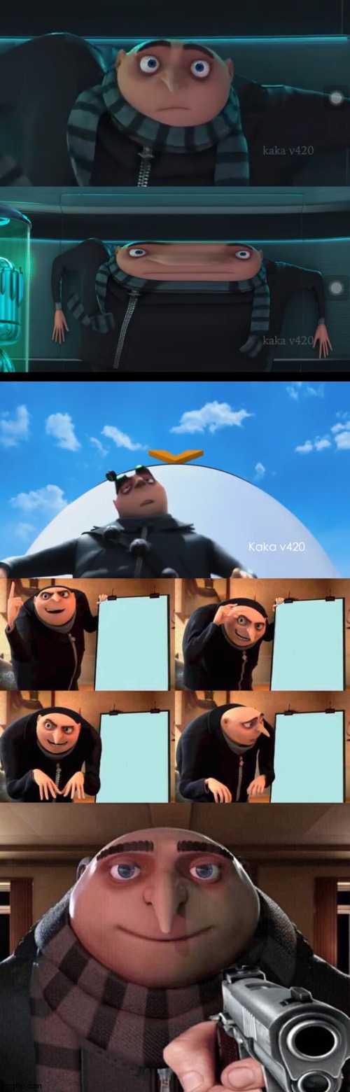 G R U | image tagged in o_o gru,wide gru,drunk gru,memes,gru's plan,gru gun | made w/ Imgflip meme maker