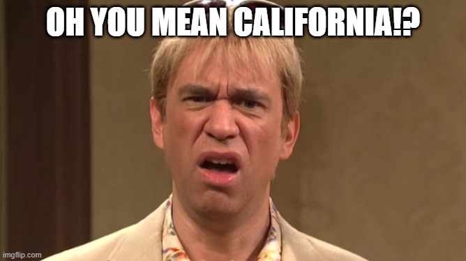 The Californians | OH YOU MEAN CALIFORNIA!? | image tagged in the californians | made w/ Imgflip meme maker