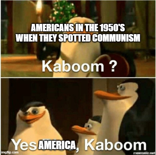 Kaboom? Yes Rico, Kaboom. | AMERICANS IN THE 1950'S WHEN THEY SPOTTED COMMUNISM; AMERICA | image tagged in kaboom yes rico kaboom | made w/ Imgflip meme maker