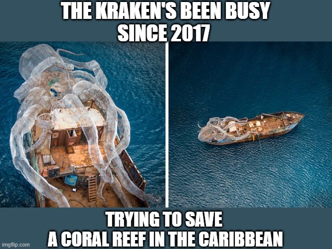 Why Sidney Powell's "Kraken" failed to provide any legal proof of mass voter fraud in courts | THE KRAKEN'S BEEN BUSY
SINCE 2017; TRYING TO SAVE 
A CORAL REEF IN THE CARIBBEAN | image tagged in trump,election 2020,gop scammers,losers | made w/ Imgflip meme maker