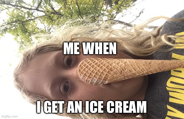 Ice cream | ME WHEN; I GET AN ICE CREAM | image tagged in funny memes | made w/ Imgflip meme maker