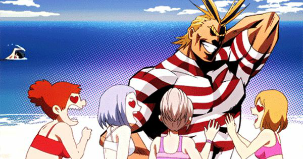 All Might at the beach Blank Meme Template