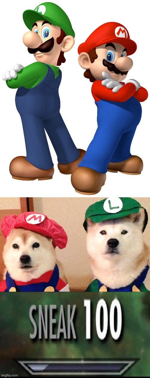 Mario and Lugi | image tagged in mario and lugi stop liberalism,sneak 100,mario,shiba inu,cute | made w/ Imgflip meme maker