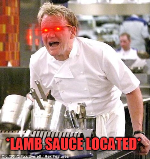 Chef Gordon Ramsay | *LAMB SAUCE LOCATED* | image tagged in memes,chef gordon ramsay,ramsay,angry chef gordon ramsay,lamb sauce | made w/ Imgflip meme maker