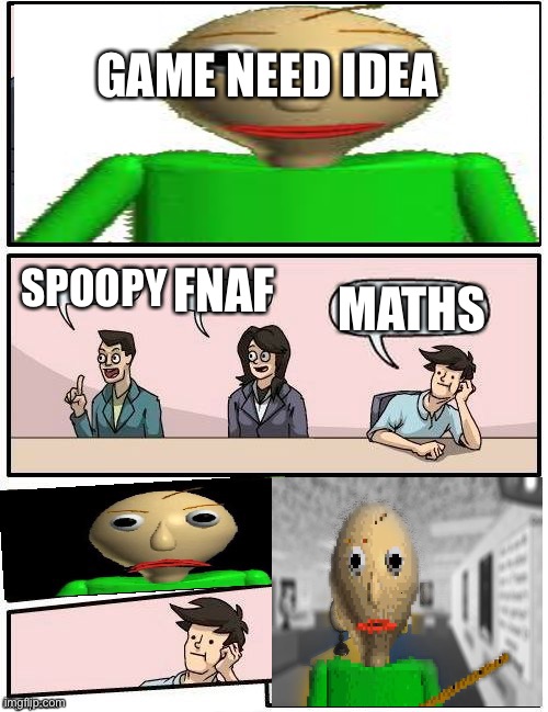 it’s kinda both tho | GAME NEED IDEA; FNAF; MATHS; SPOOPY | image tagged in baldi s meeting suggestion | made w/ Imgflip meme maker