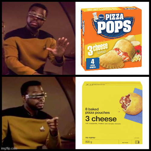 Fight me! | image tagged in pillsbury,no name,geordie,sttng,pizza | made w/ Imgflip meme maker