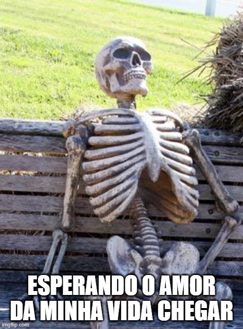 Amor | ESPERANDO O AMOR DA MINHA VIDA CHEGAR | image tagged in memes,waiting skeleton | made w/ Imgflip meme maker
