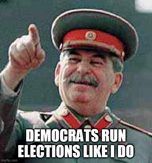 Stalin says | DEMOCRATS RUN ELECTIONS LIKE I DO | image tagged in stalin says | made w/ Imgflip meme maker