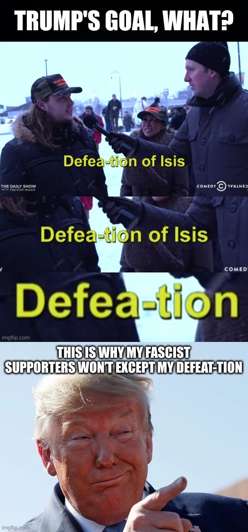 never accept defeation | image tagged in you can't defeat me,jordan klepper,comedy central,defeation,trump lost,election 2016 | made w/ Imgflip meme maker