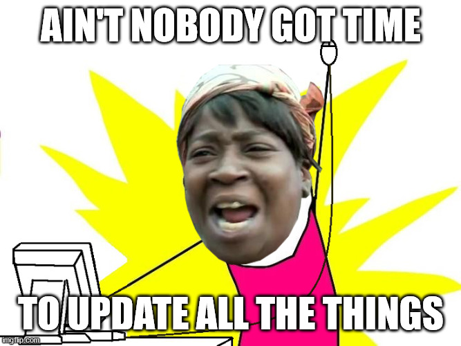  AIN'T NOBODY GOT TIME; TO UPDATE ALL THE THINGS | made w/ Imgflip meme maker