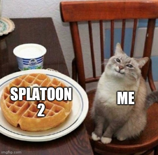 Happy cat with waffle | SPLATOON 2 ME | image tagged in happy cat with waffle | made w/ Imgflip meme maker