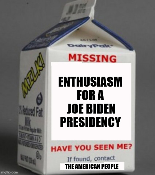 The silence is deafening | ENTHUSIASM
FOR A
 JOE BIDEN PRESIDENCY; THE AMERICAN PEOPLE | image tagged in notmynotpresidentelect | made w/ Imgflip meme maker