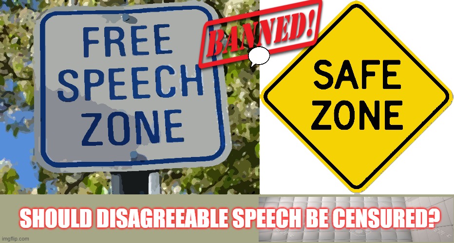 To free | SHOULD DISAGREEABLE SPEECH BE CENSURED? | image tagged in freedom | made w/ Imgflip meme maker